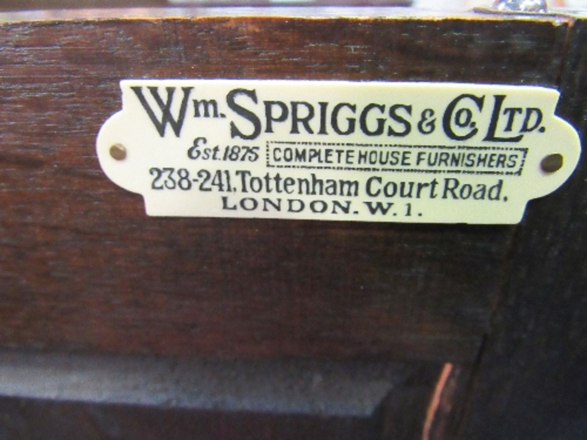 Oak small linen press on stand by William Spriggs & Co. Ltd, London. Drawer to base, 86 x 39 x - Image 6 of 6