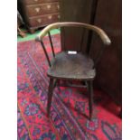 Oak child's high chair, height 72cms. Estimate £10-15
