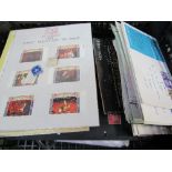 Stamps: Disney, first day covers, PHQ, US year books, cigarette cards in album, GB face & other