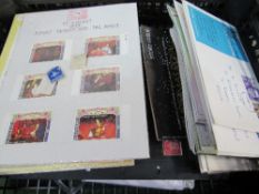 Stamps: Disney, first day covers, PHQ, US year books, cigarette cards in album, GB face & other