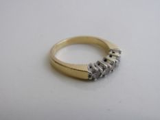 Hallmarked 18ct gold and five diamond ring 0.75 carat, weight 4.6gms size N 1/2. Est £175-200