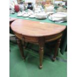 Mahogany demi-lune table, 82 x 40 x 77cms. Estimate £20-30