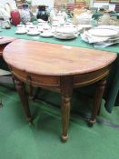 Mahogany demi-lune table, 82 x 40 x 77cms. Estimate £20-30