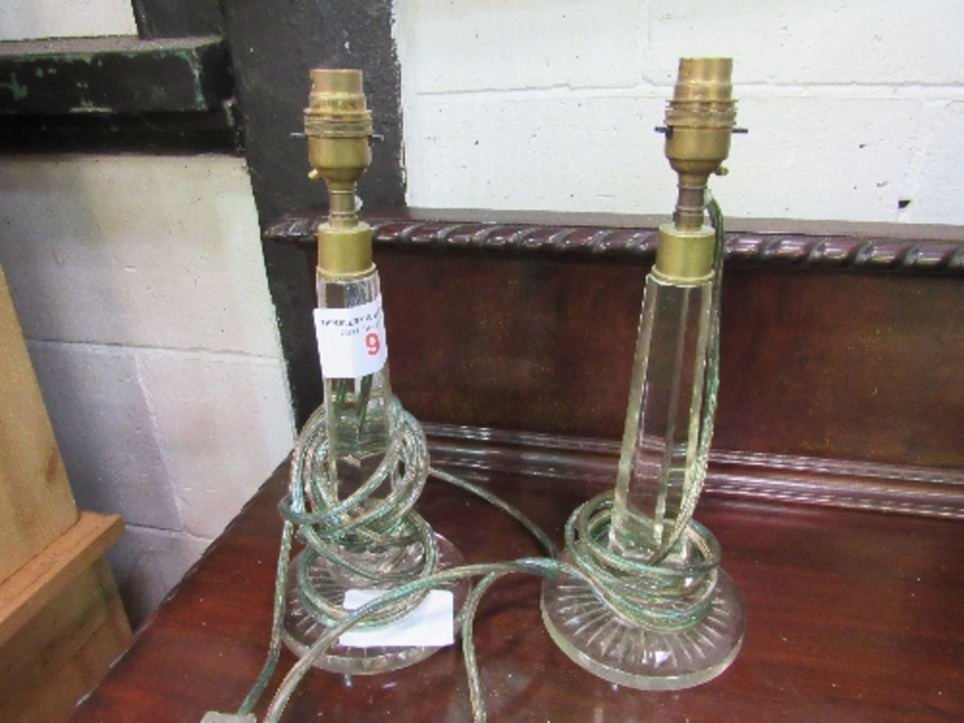 2 French 1950's tapered glass table lamps. Estimate £30-50