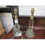2 French 1950's tapered glass table lamps. Estimate £30-50