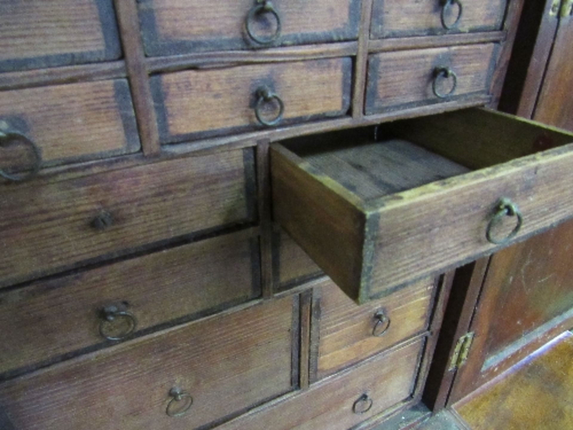 Mahogany curio cabinet of 14 interior drawers, 36 x 30 x 49cms. Estimate 40-50 - Image 3 of 4