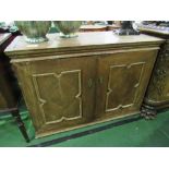 19th century oak sideboard with panel doors & interior shelves, 112 x 47 x 84cms. Estimate £40-60