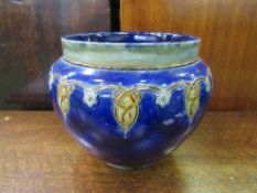 Royal Doulton blue glazed jardinière, height 19.5cms. Estimate £20-40