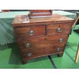 Small mahogany chest of 2 over 3 drawers, 81 x 50 x 77cms. Estimate £30-50
