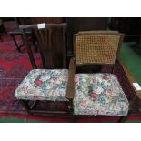 Cane back low open armchair together with Chippendale-style dining chair. Estimate £10-20