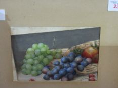 Framed & glazed still life fruit watercolour, unsigned. Estimate £75-100