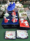 5 Royal Doulton figurines; 4 pieces of Crown Derby; Lilliput Lane cottage & Leonardo figurine.