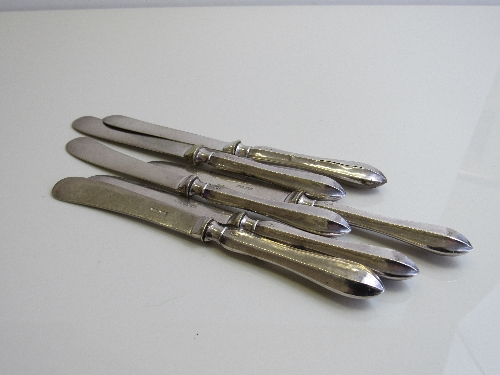Set of 6 hallmarked silver butler knives by Yates Bros. Sheffield 1922. Estimate £15-20