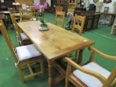 4 oak framed ladder-back chairs together with 2 matching carvers. Estimate £100-120