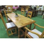 4 oak framed ladder-back chairs together with 2 matching carvers. Estimate £100-120