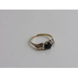9ct gold 3 heart ring with diamonds & black stones, size N, weight 1.9gms. Estimate £30-50