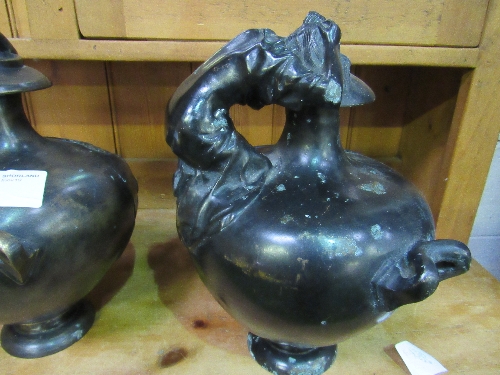 Pair of bronzed urns with weeping female figures. Estimate £30-50 - Image 4 of 4