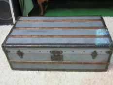 An extremely rare Louis Vuitton zinc and brass Explorer's 'Malle Cabine' cabin trunk with paper