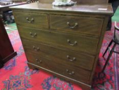 Mahogany with string inlay chest of 2 over 3 graduated drawers, on bracket feet, 107 x 49 x