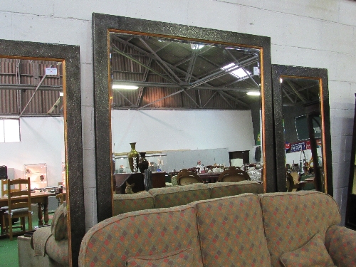 A trio of bronze coloured metal effect framed mirrors, 2x 193 x 71cms & 216 x 148cms - Image 3 of 5