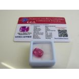 Cushion cut pink sapphire, weight 10.25ct with certificate. Est £40-50