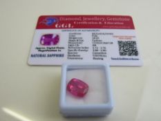 Cushion cut pink sapphire, weight 10.25ct with certificate. Est £40-50