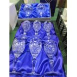 6 cut glass sherry glasses & 2 Royal Doulton cut glass brandy glasses, both boxed & an Edinburgh