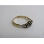 18ct gold and platinum diamond and emerald ring, weight 2.3gms size M 1/2. Est £100-120