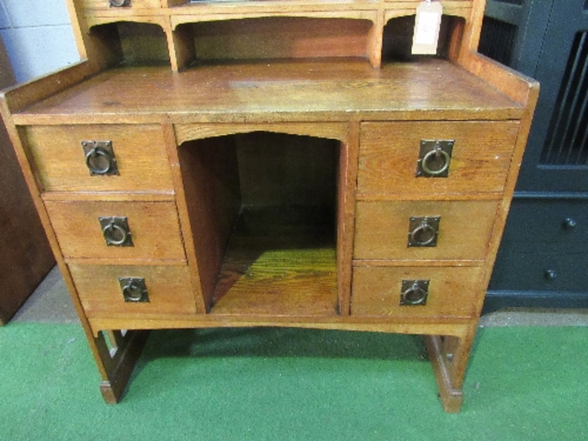 Oak Arts & Crafts style dressing table with Liberty & Co. London label on back. In the style of - Image 2 of 5
