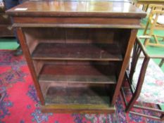 Mahogany open bookcase with 2 interior shelves, 76 x 31 x 100cms. Estimate £20-30