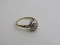9ct gold & diamond cluster ring, size Q 1/2, weight 2.2gms. Estimate £60-80