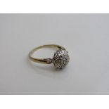 9ct gold & diamond cluster ring, size Q 1/2, weight 2.2gms. Estimate £60-80