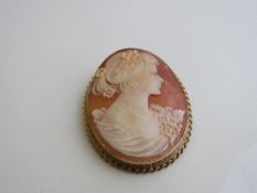 Cameo brooch/pendant in 9ct gold mount, 4.5 x 3.5cms. Estimate £85-100