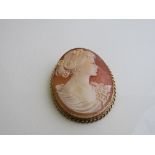 Cameo brooch/pendant in 9ct gold mount, 4.5 x 3.5cms. Estimate £85-100