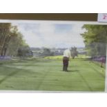 Framed & glazed print '2nd hole at Huntercombe Golf Course' signed R A Wade, 51 x 39cms. Estimate £