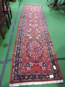 Hand knotted Hamadan runner rug, 325 x 84. Estimate £80-100