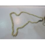 Pearl necklace with silver & marcasite clasp, length 48cms. Estimate £40-60