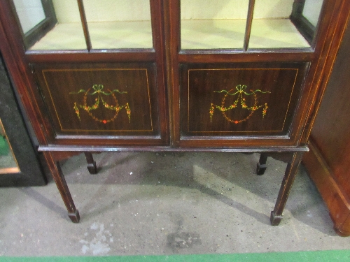 Edwardian inlaid mahogany display cabinet, 85 x 33 x 171cms. Estimate £20-30 - Image 2 of 3