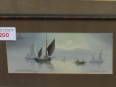 2 framed & glazed watercolours of fishing boats, signed J Maurice Hoskin, 'Evening Mist' & 'The