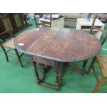Oak gate-leg table, 119 (open) x 81 x 65cms. Estimate £20-30