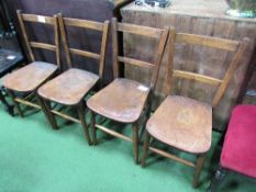 4 elm seat school chairs. Estimate £20-30