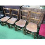 4 elm seat school chairs. Estimate £20-30