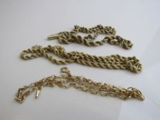 9ct gold rope chain necklace weight 6.2gms length 46cms, 9ct gold necklace weight 1.8gms length