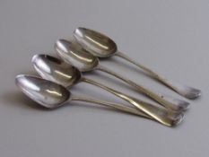 Set of 4 Georgian lion marked silver teaspoons with shell pattern at rear of bowl, circa 1770 John