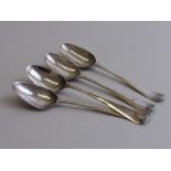 Set of 4 Georgian lion marked silver teaspoons with shell pattern at rear of bowl, circa 1770 John