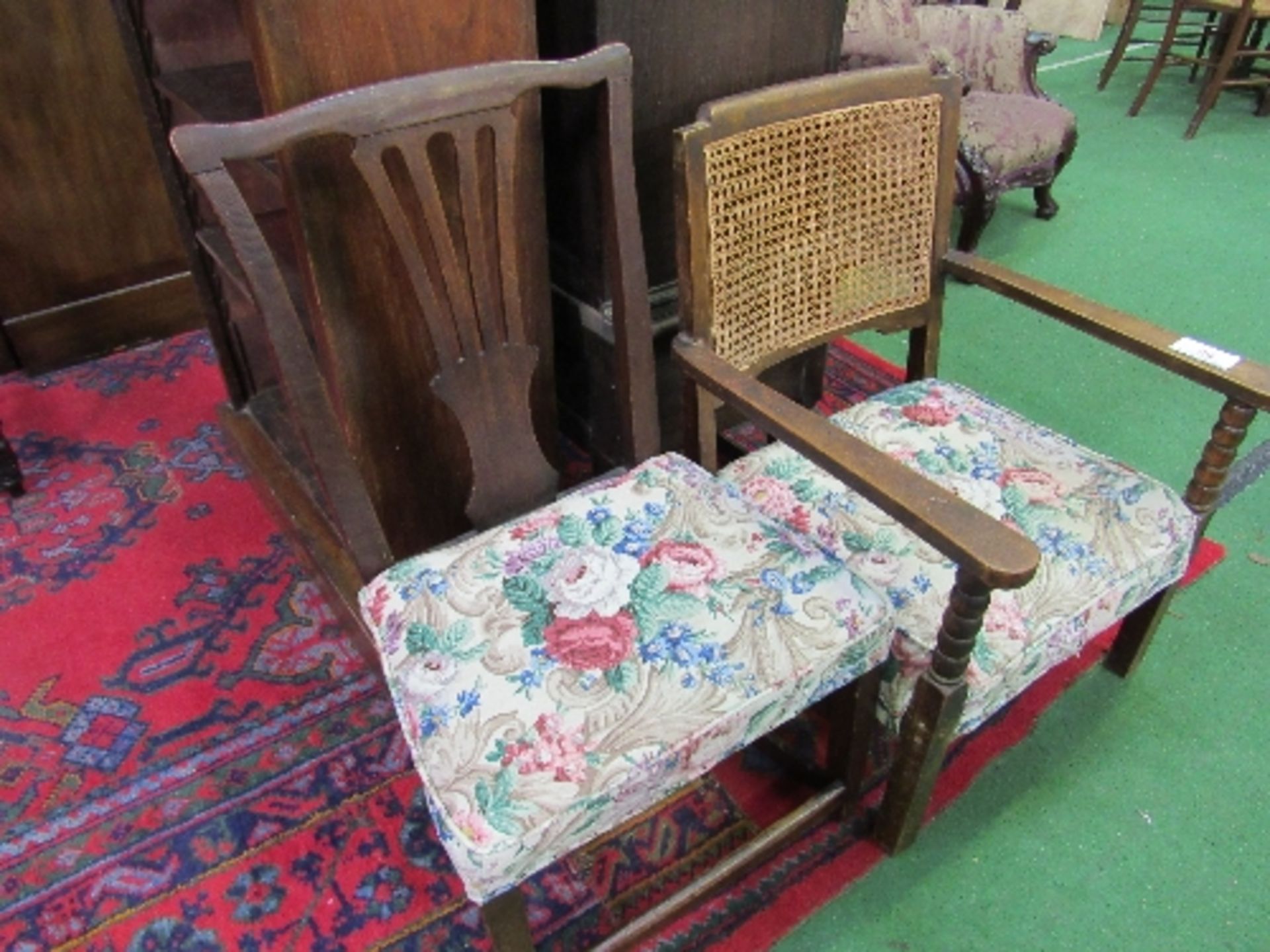 Cane back low open armchair together with Chippendale-style dining chair. Estimate £10-20 - Image 3 of 3