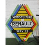 Renault 'Motoculture Service' double sided enamel sign, 90 x 79cms. Estimate £100-150