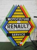 Renault 'Motoculture Service' double sided enamel sign, 90 x 79cms. Estimate £100-150