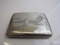 Japanese sterling silver cigarette case, 11 x 8.5cms. Estimate £50-60