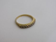 18ct gold & diamond half eternity ring, size N 1/2, weight 2.5gms. Estimate £150-180